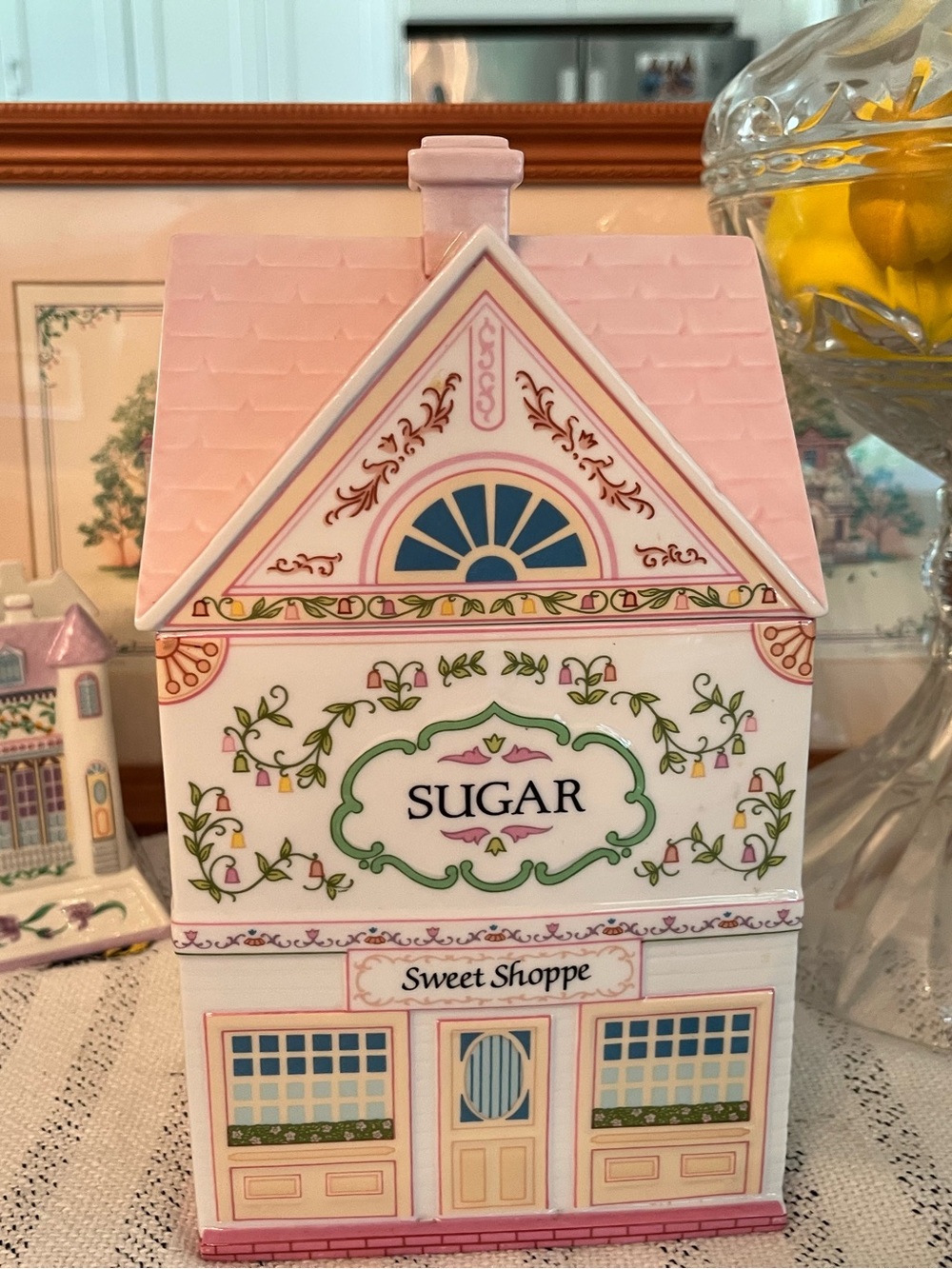 LENOX Village Sugar Decorative Porcelain Canister, Vintage 1990s